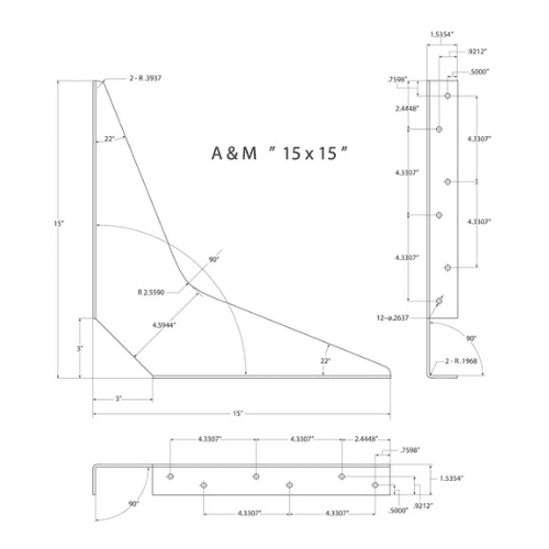 BRACKET-15X15-BRUSHED ALUMINUM - image 1