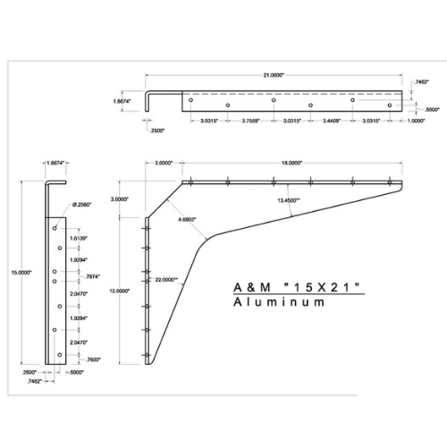 BRACKET-15X21-BRUSHED ALUMINUM - image 1