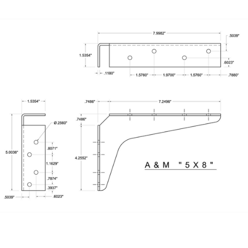 BRACKET-5X8-BRUSHED ALUMINUM - image 1